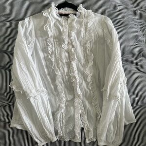 Boden cotton lace long sleeve top.
